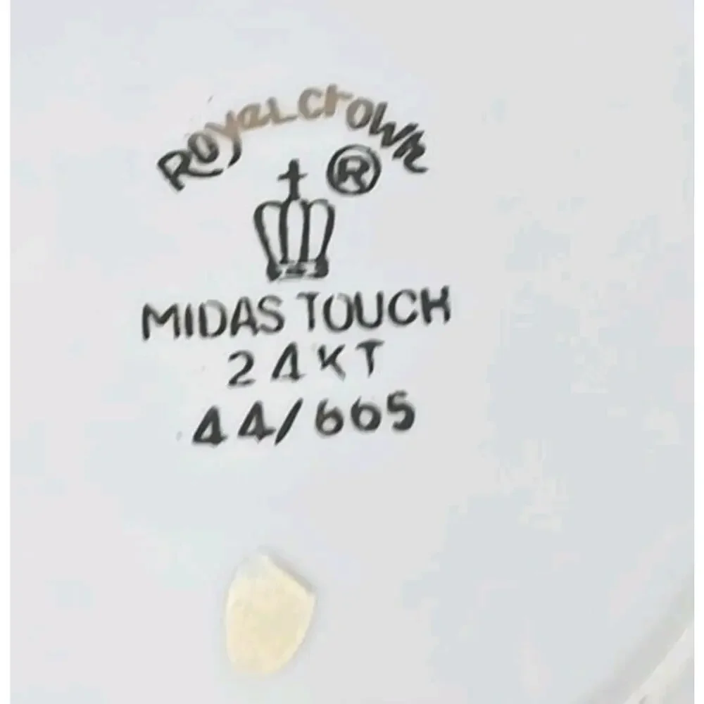 Vtg 6 Royal Crown Midas Touch 24K Gold Trim Tea Cup‎ Demitasse Saucer Set U251